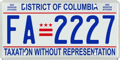 DC license plate FA2227