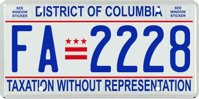 DC license plate FA2228