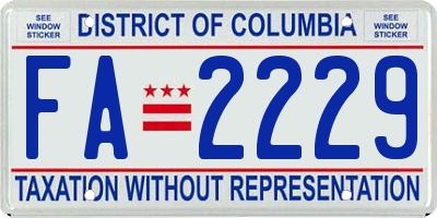 DC license plate FA2229