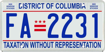 DC license plate FA2231