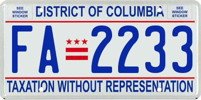 DC license plate FA2233