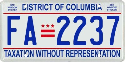 DC license plate FA2237