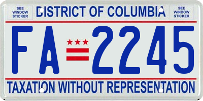 DC license plate FA2245