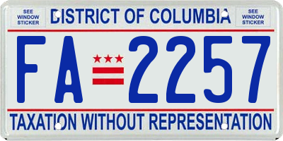 DC license plate FA2257