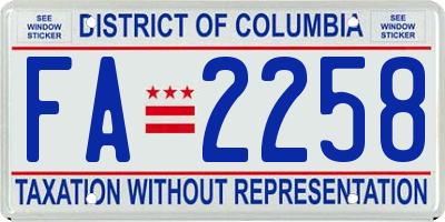 DC license plate FA2258