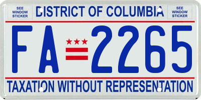 DC license plate FA2265