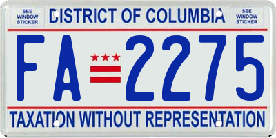 DC license plate FA2275