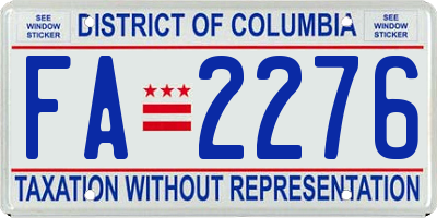 DC license plate FA2276