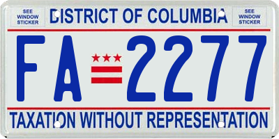 DC license plate FA2277