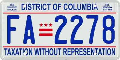 DC license plate FA2278