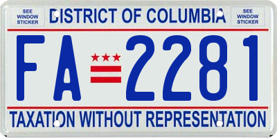 DC license plate FA2281