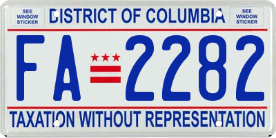 DC license plate FA2282