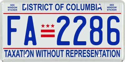 DC license plate FA2286