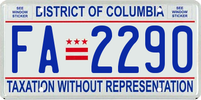 DC license plate FA2290