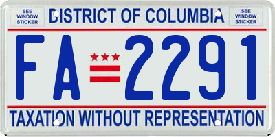 DC license plate FA2291