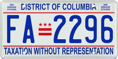 DC license plate FA2296