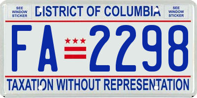 DC license plate FA2298