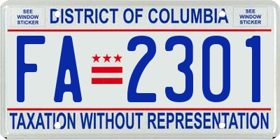 DC license plate FA2301