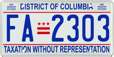 DC license plate FA2303