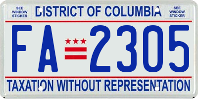 DC license plate FA2305