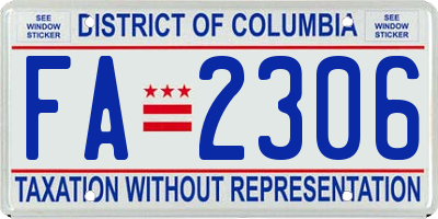 DC license plate FA2306