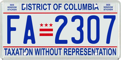 DC license plate FA2307