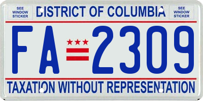 DC license plate FA2309