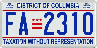 DC license plate FA2310