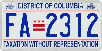 DC license plate FA2312