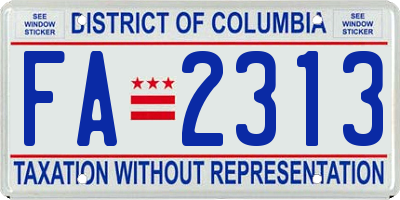 DC license plate FA2313