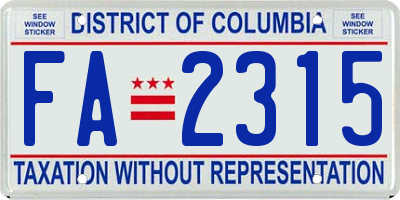 DC license plate FA2315