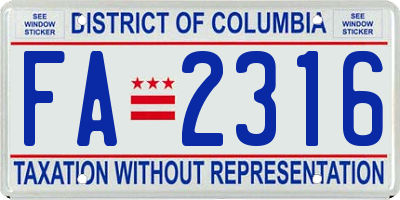 DC license plate FA2316