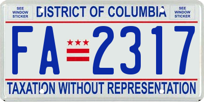 DC license plate FA2317