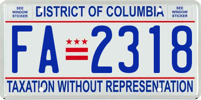 DC license plate FA2318