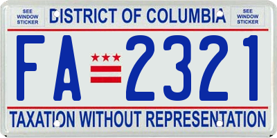 DC license plate FA2321