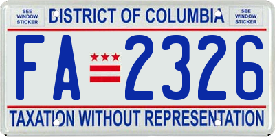 DC license plate FA2326