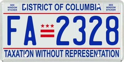 DC license plate FA2328