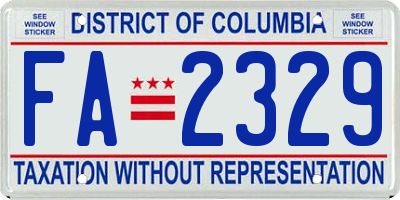 DC license plate FA2329