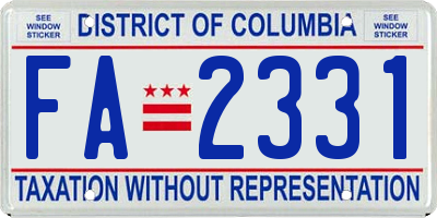 DC license plate FA2331