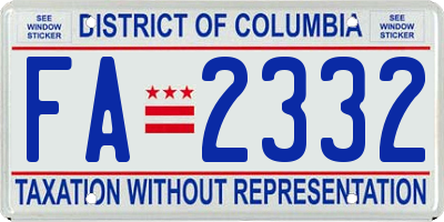 DC license plate FA2332