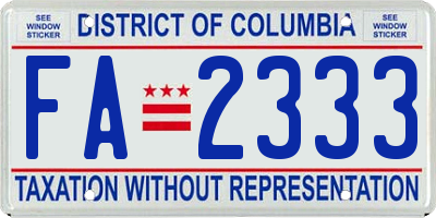 DC license plate FA2333