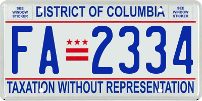 DC license plate FA2334