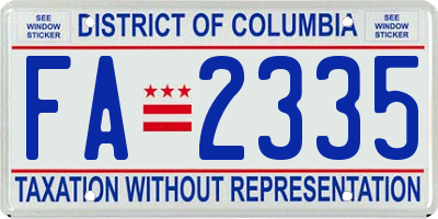 DC license plate FA2335