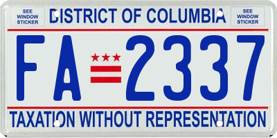 DC license plate FA2337