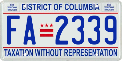 DC license plate FA2339