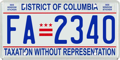 DC license plate FA2340