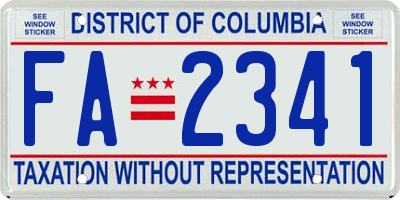 DC license plate FA2341