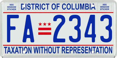 DC license plate FA2343