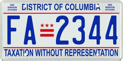 DC license plate FA2344