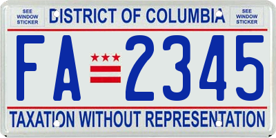 DC license plate FA2345